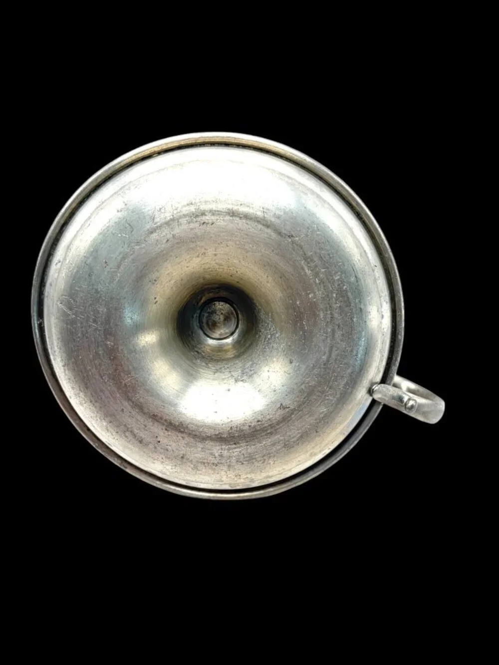 Vintage Pewter Chamberstick Candlestick Finger Handle Colonial Style 5.5